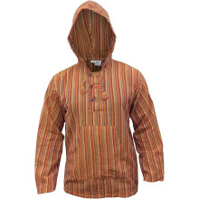 Sweat-shirt à capuche en coton à rayures pour homme Orange 4XL Style festival — vetement boho homme