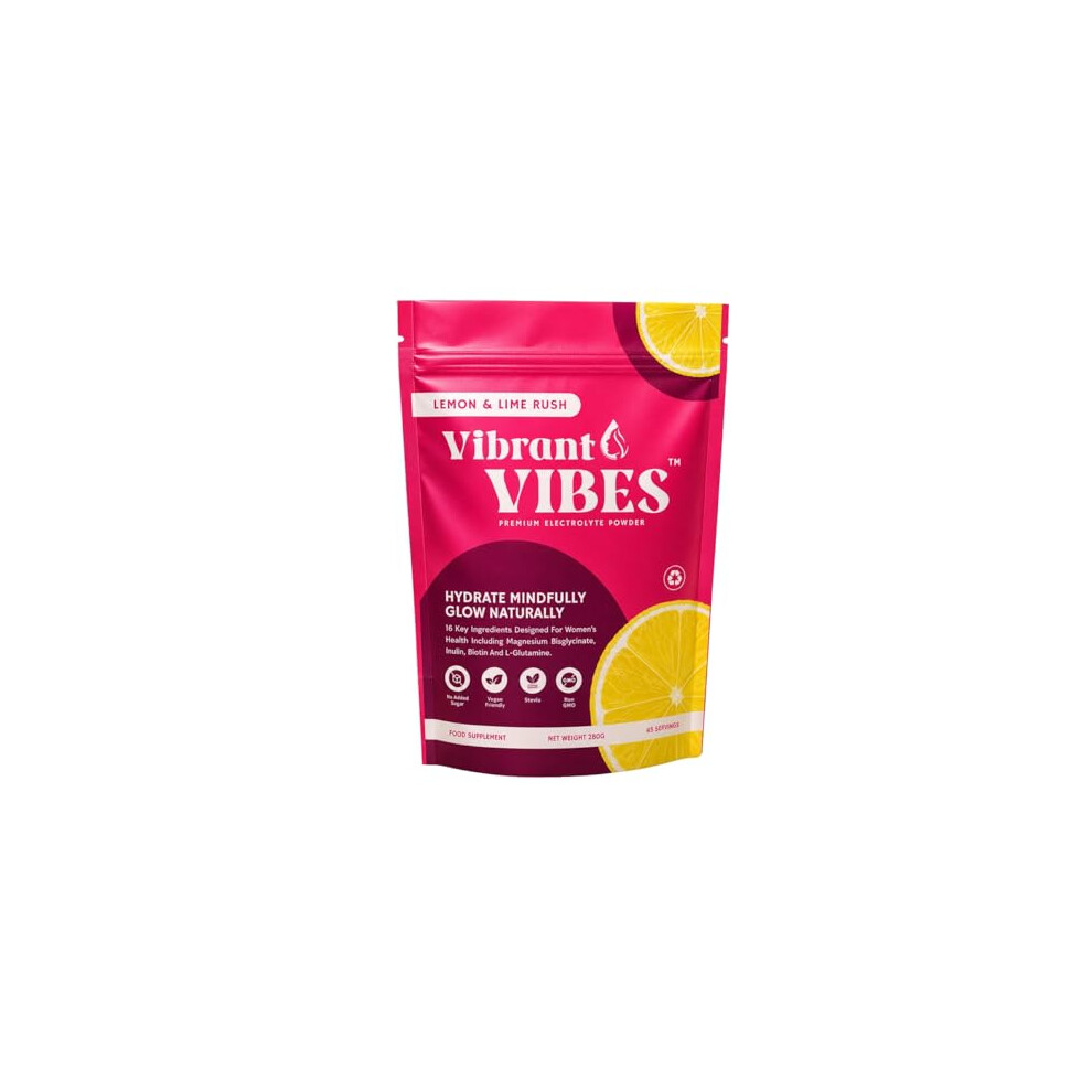 Vibrant Vibes WomenâS Electrolyte Powder Â Clean Daily Hydration | Zero Sugar, Magnesium, B & C Vitamins | Vegan Electrolytes | 280G Pouch Â 45