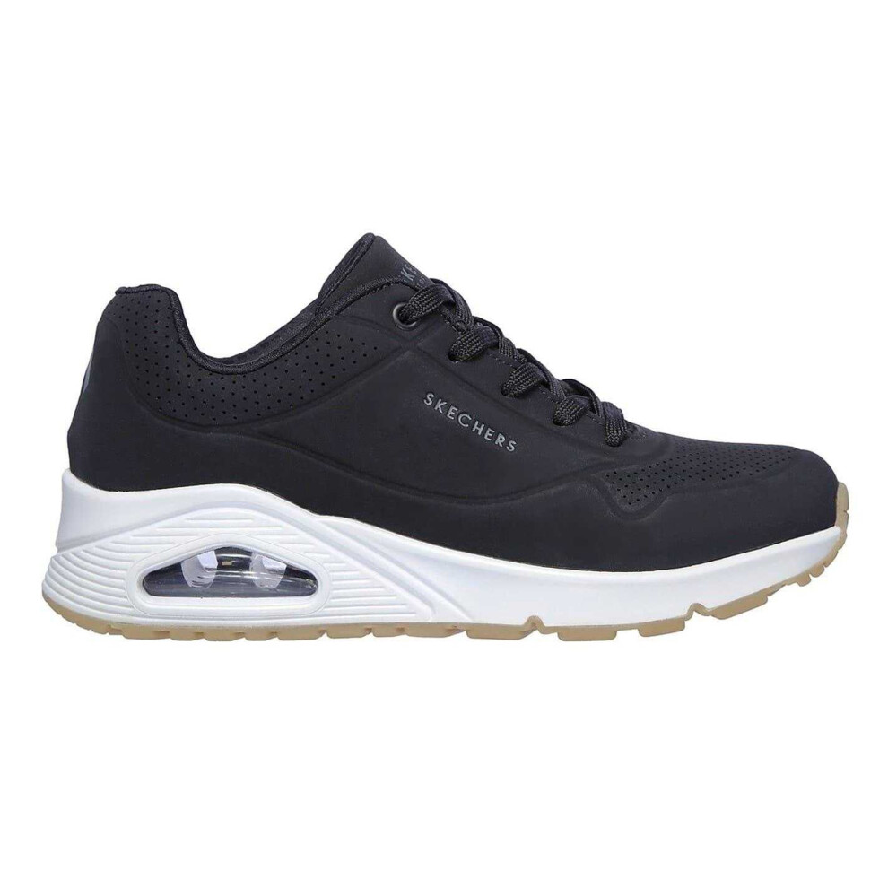 Skechers (5.5 Uk, Black/White) Womens/Ladies Uno Stand On Air Wedge Trainers