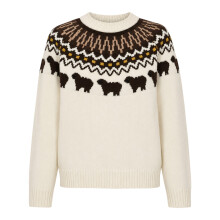 (16 UK, Antique White) Hunter Womens/Ladies Fair Isle Crew Neck Long-Sleeved Sweater Top