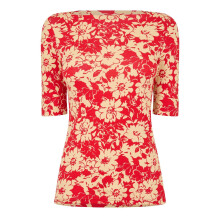 (12 UK, Red/Tan) Ralph Lauren Womens/Ladies Floral T-Shirt