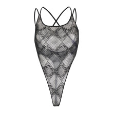 (M, Black) Diesel Womens/Ladies Brita All Over Logo Sheer Bodysuit