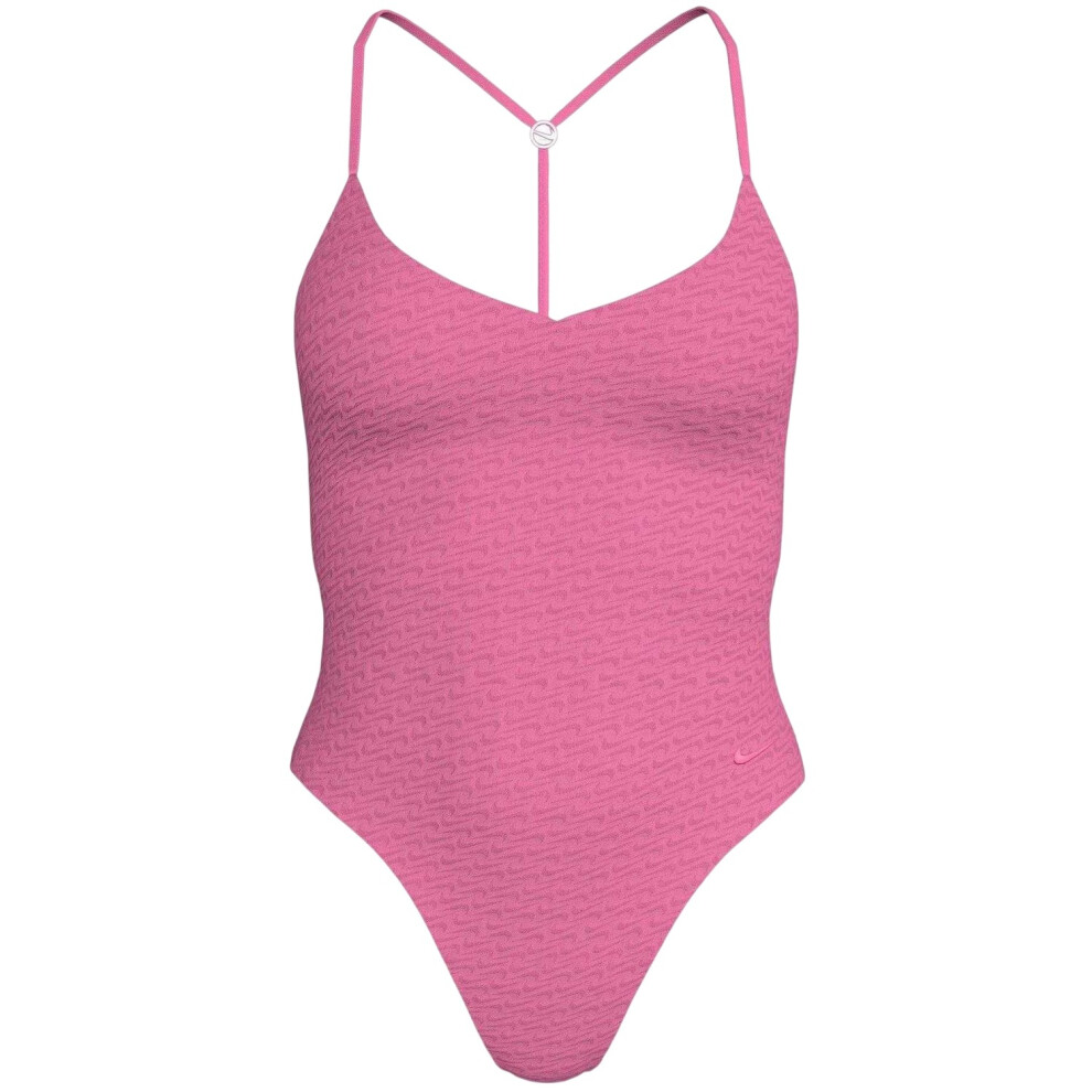 Nike (14 Uk, Pink Glow) Womens/Ladies Repeat Logo One Piece Swimsuit