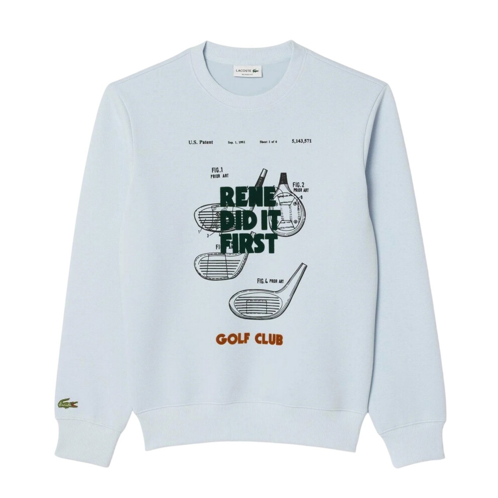 Lacoste (S, Blue) Mens Printed Pique Sweatshirt