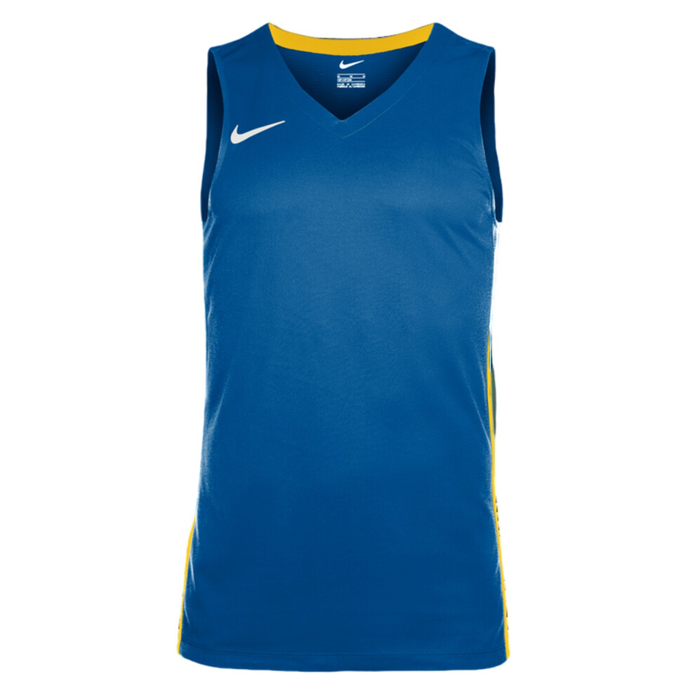 Nike (M, Royal Blue/Yellow) Mens Team V Neck Basketball Jersey