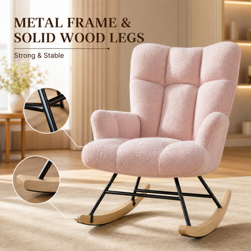Teddy Rocking Chair for Nursery with High Backrest 2