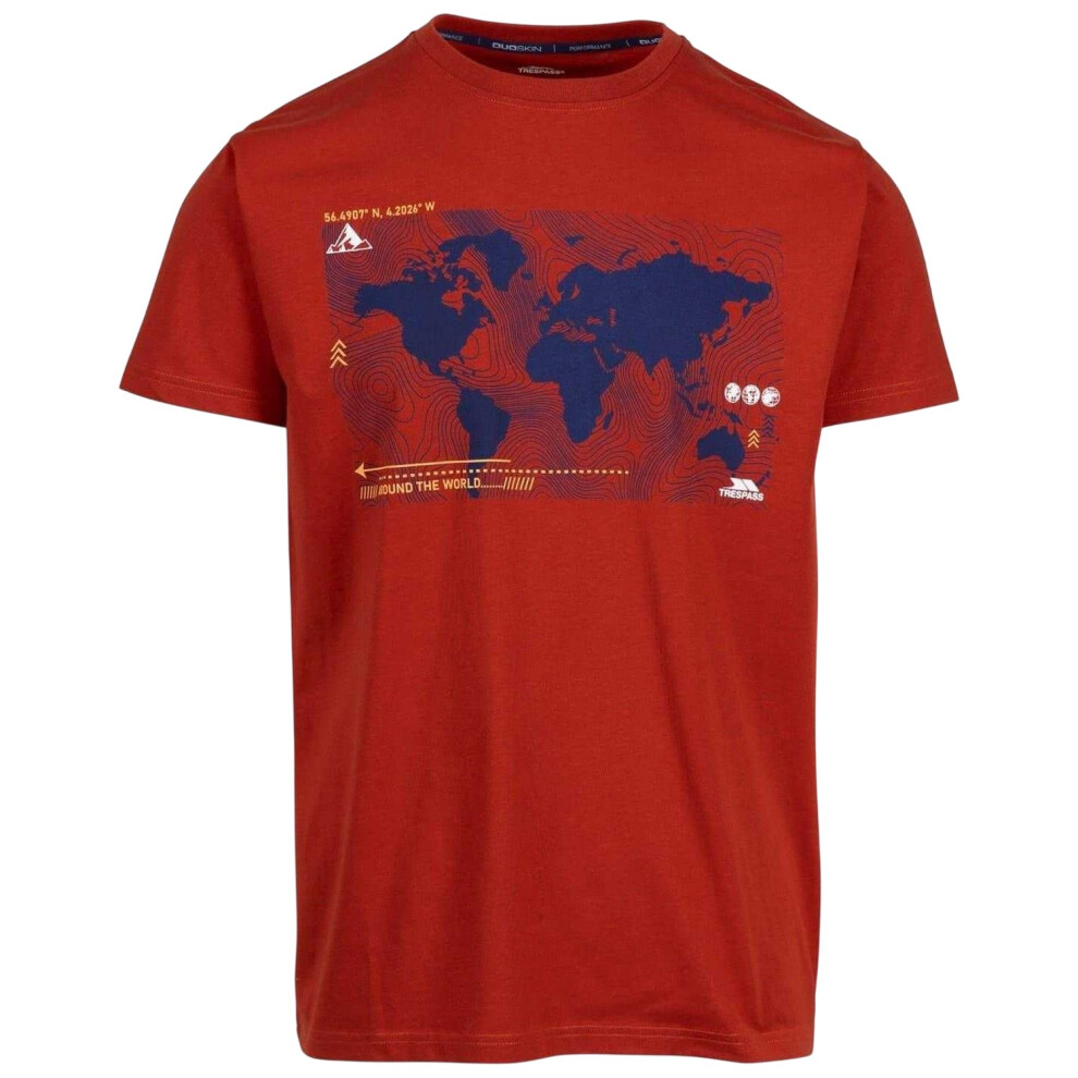 Trespass (S, Salsa) Mens Chera Topographic Crew Neck T-Shirt