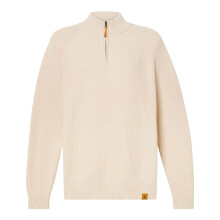 (XL, Angora) Timberland Mens Ribbed Zip Neck Jumper