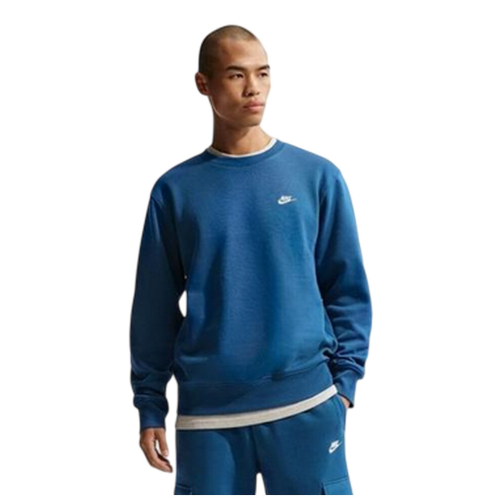 Nike (L, Court Blue) Mens Club Logo Crew Neck Sweatshirt