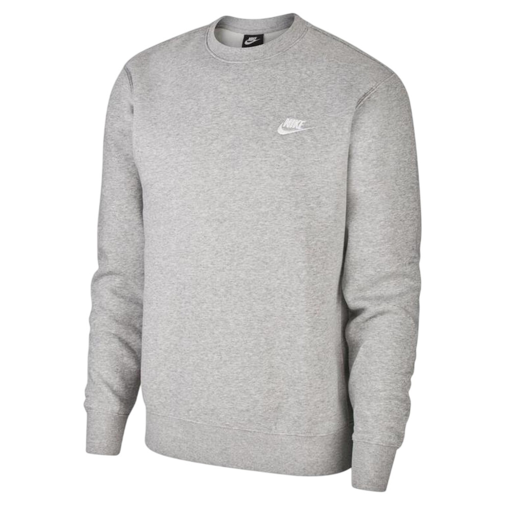 Nike (L, Grey) Mens Club Logo Crew Neck Sweatshirt