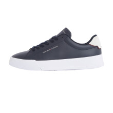 (9 UK, Navy/White) Tommy Hilfiger Mens Pebble Grain Court Leather Trainers