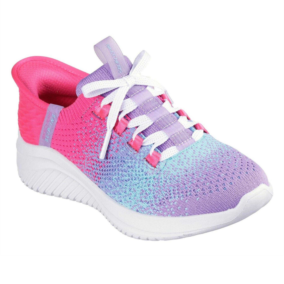 Skechers (13 Uk Child, Pink/White/Pastel Green) Childrens/Kids Ultra Flex 3.0 Gradient Trainers