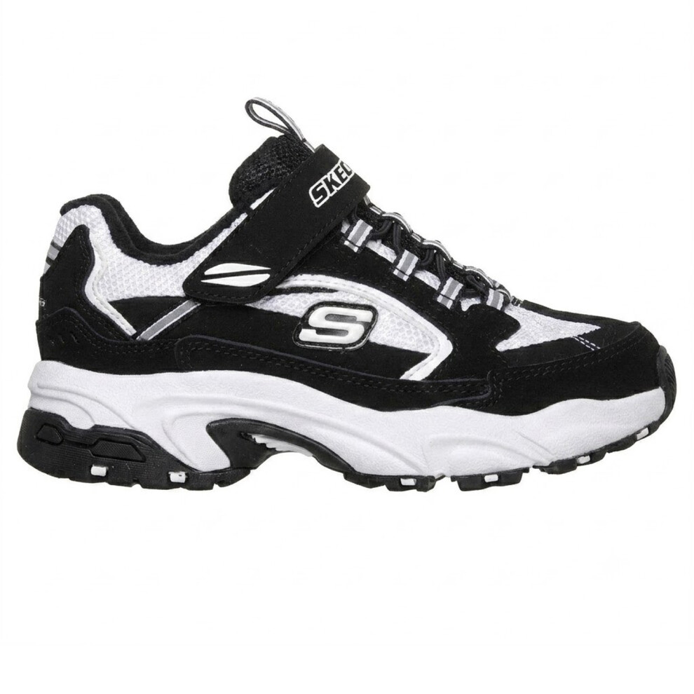 Skechers (10 Uk Child, Black/White) Childrens/Kids Low Cut Trainers