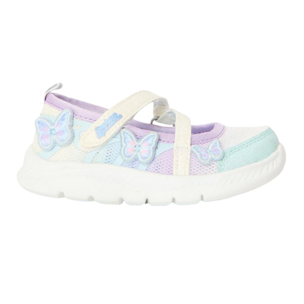 Skechers (9 Uk Child, White/Multicoloured) Girls Comfyflex 2 Butterfly Glitter Trainers