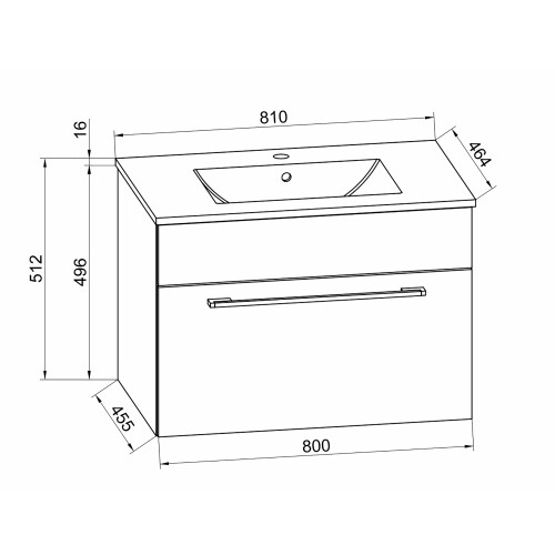 (Matt, Single Basin) 2-part washbasin washbasin Badinos 1 2