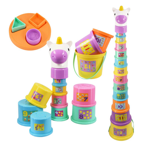 The Magic Toy Shop Poppy The Unicorn Stacking Cups Nesting Shape Sorter Blocks Baby Toddler Toy