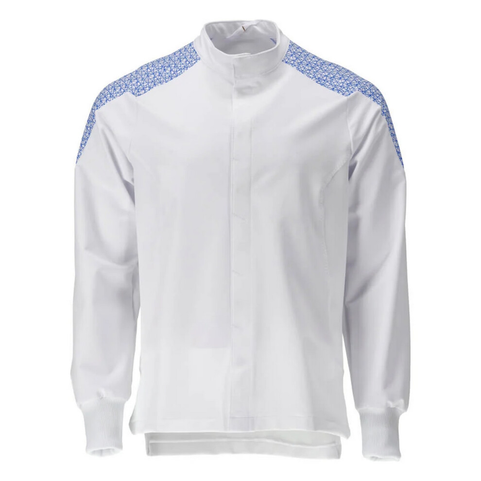 (6Xl, White/Azure Blue) Mascot Mens Food & Care Contrast Panel Chef Jacket 5063852934027
