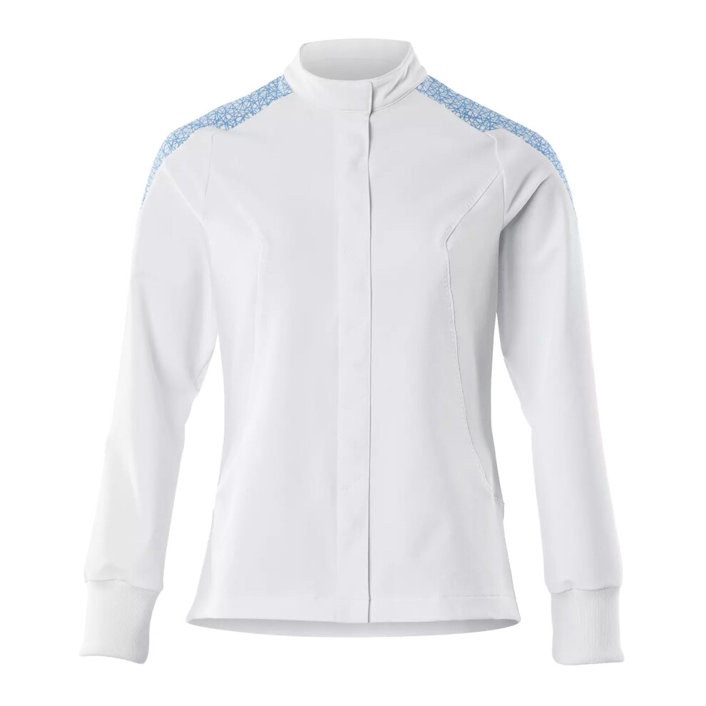 (Xl, White/Azure Blue) Mascot Womens/Ladies Food & Care Chef Jacket 5063852902965