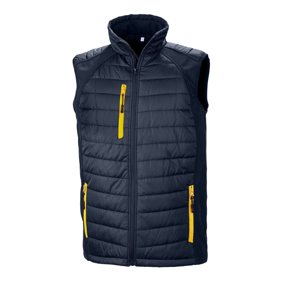Result (Xs, Navy/Yellow) Unisex Adult Compass Softshell Gilet