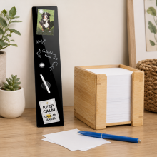 Ensemble de planification avec tableau blanc en verre (2 pièces) – Tableau magnétique en verre noir et bloc-notes en bambou avec recharges