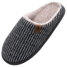 Men's Home Slippers Memory Foam Cotton Warm Grey 47 EU — mens slippers size 47, memory foam home slippers, memory foam padding, warm grey slippers