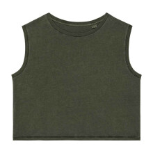 (XS, Khaki) Native Spirit Womens/Ladies Faded Cropped Tank Top