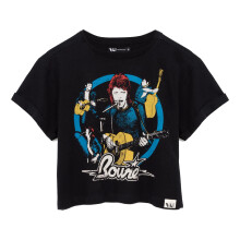 (L, Black/Blue/White) David Bowie Womens/Ladies Crop T-Shirt