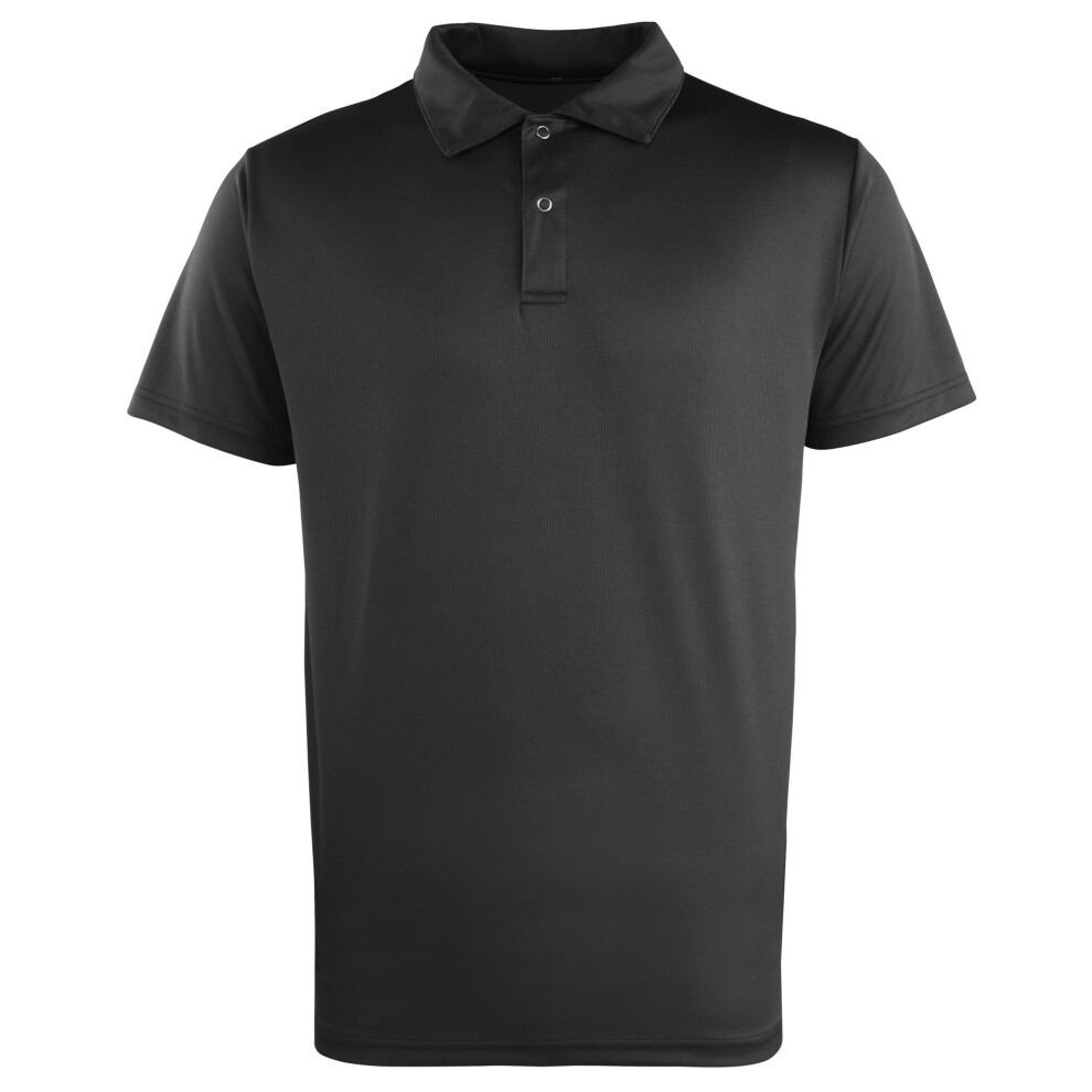 Premier (Xl, Black) Unisex Coolchecker Studded Plain Polo Shirt