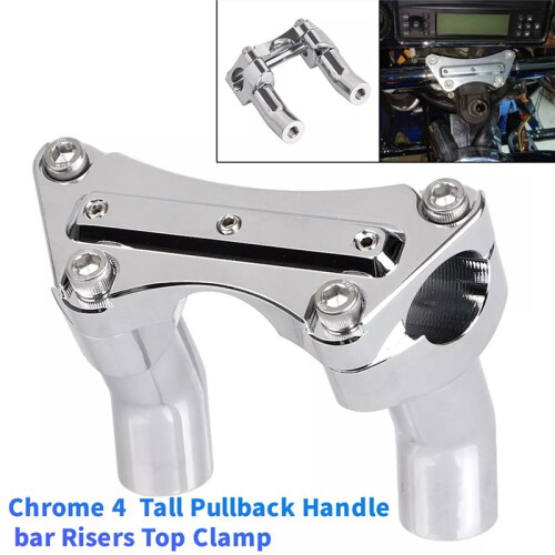 Guiador Retrátil Alto Cromado de 4 Polegadas com Braçadeira Superior para Guidão de Alumínio CNC de 4 Polegadas para  Tour Glide Dyna Road King 1