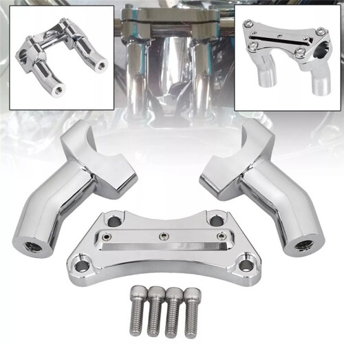 Guiador Retrátil Alto Cromado de 4 Polegadas com Braçadeira Superior para Guidão de Alumínio CNC de 4 Polegadas para  Tour Glide Dyna Road King 2