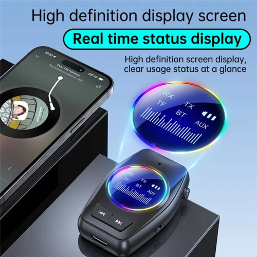 2in1 BT Audio Transmitter Receiver Real  Status Display Wired Speakers/Amplifiers Support Desktop Computer Notebook 1