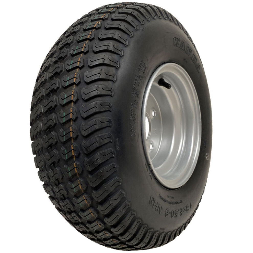 Parnells 18X6.50-8 Lawnmower Grass Tyre On Rim 4 Ply Wanda P332 4X4” Pcd Rim Tubeless