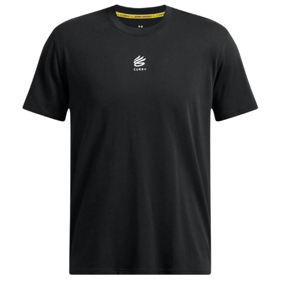 Under Armour (L, Black/White) Mens Curry Logo Heavyweight T-Shirt