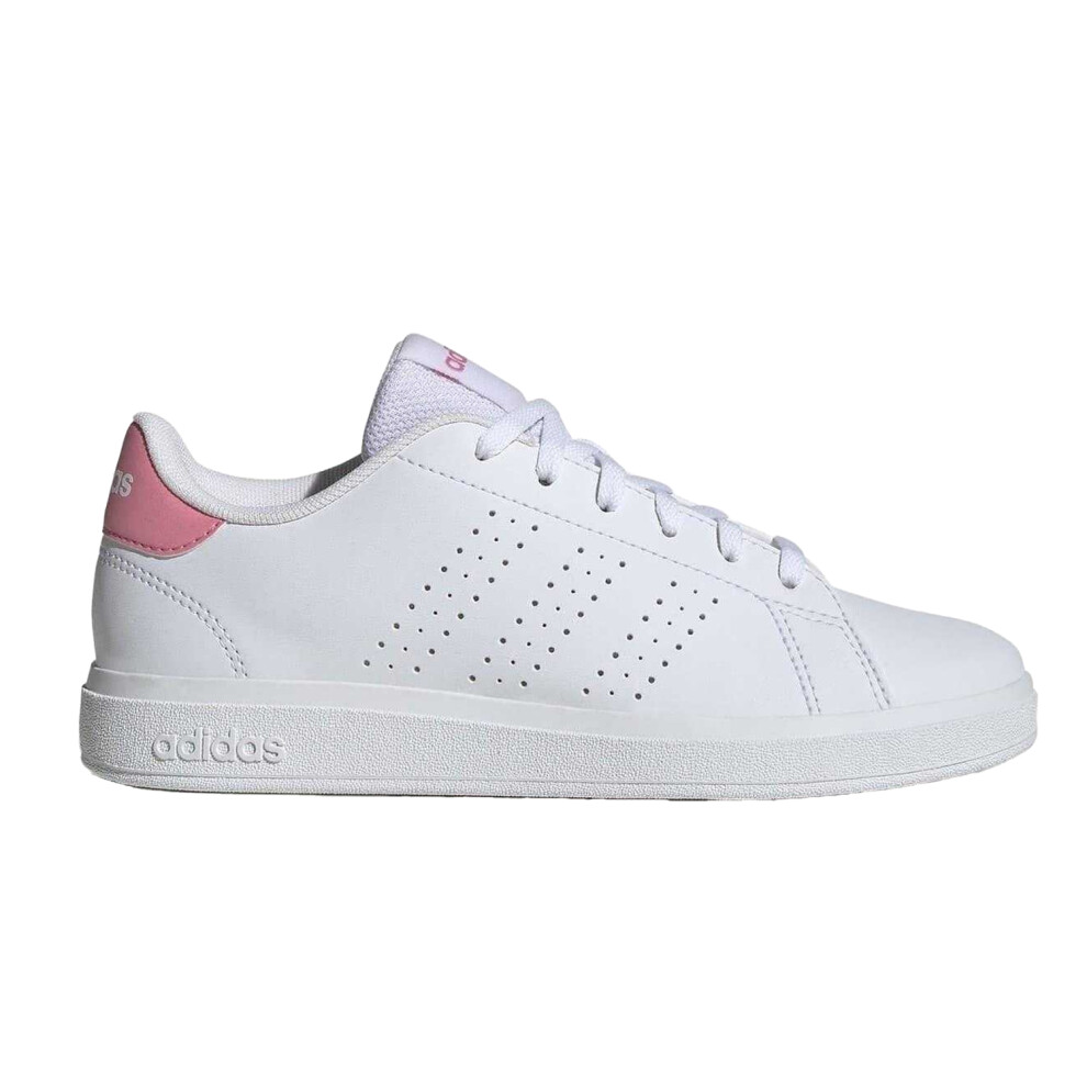 Adidas (5 Uk, White/Pink) Unisex Adult Advantage Base 2.0 Flat Trainers