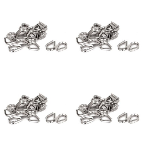 Stainless Steel 2mm Wire Rope Cable Thimbles Silver Tone 80 Pcs