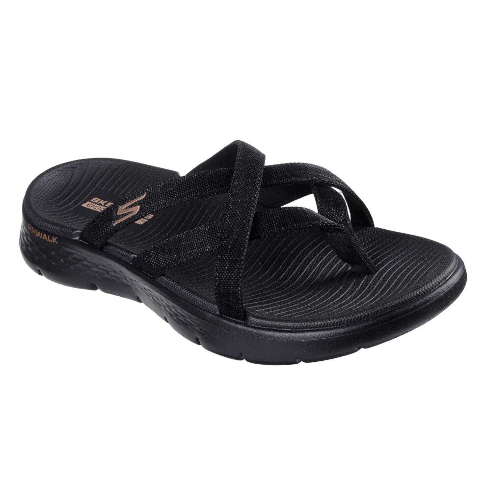 Skechers (6 Uk, Black) Womens/Ladies Crossover Flat Sandals