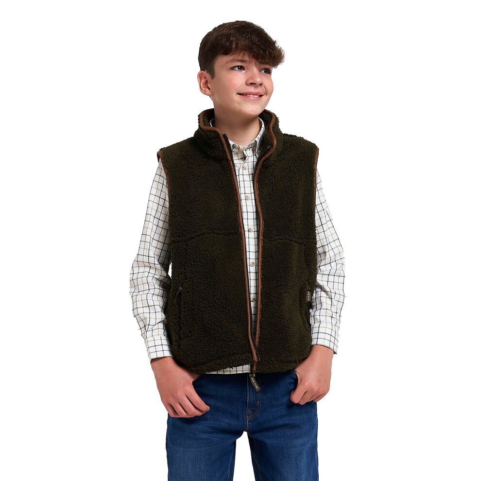 Jack Pyke Junior Sherpa Fleece Gilet Dark Olive Xs