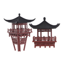 2St Plastic Bruin Traditioneel Chinees Paviljoen Voor Bonsai Decoratie