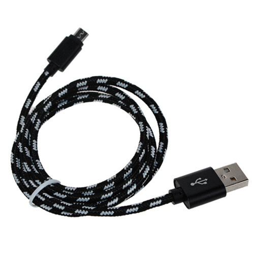 1 Meter 2A Oplaadkabel Nylon Gevlochten Micro USB Voor