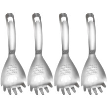 4Stk Nudel Löffel Ergonomisch Silbern
