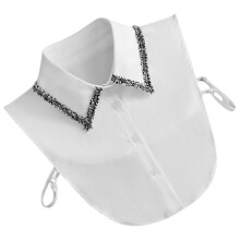 Witte Half-Shirt Afneembare Katoenen Nepkraag Dames