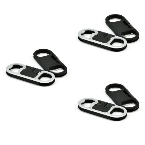 3Stk Datenkabel USB Mit Schlüsselanhänger Flaschenöffner Schwarz