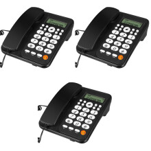 3Stk Klassisches Schnurtelefon Büro PVC Mit Anrufer-Id Schwarz