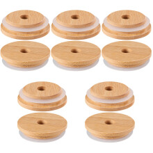 10Pièces Couvercles Mug Étanches Bambou Silicone Pour Bouteilles