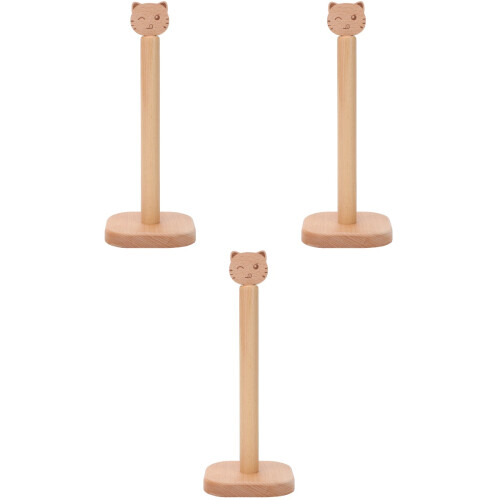 3Pièces Présentoir Papier Vertical En Bois Beige Style Chat Élégant