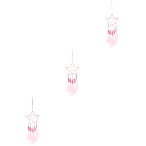 3Pièces Tenture Murale Rose -Rêves Pompons
