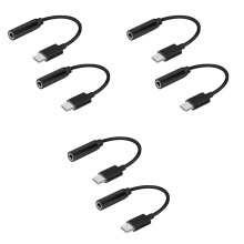 6Pièces Adaptateur Jack Audio 3.5mm USB-C Noir Pour Smartphones