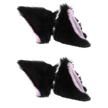 2Paires Adornements Oreilles Chat Peluche Pour Casque De Noir