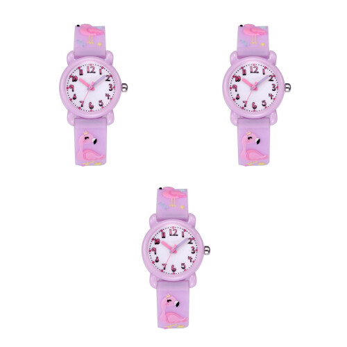 3Pièces Enfants Mode 3D Violet Clair Étanches Motif Flamant
