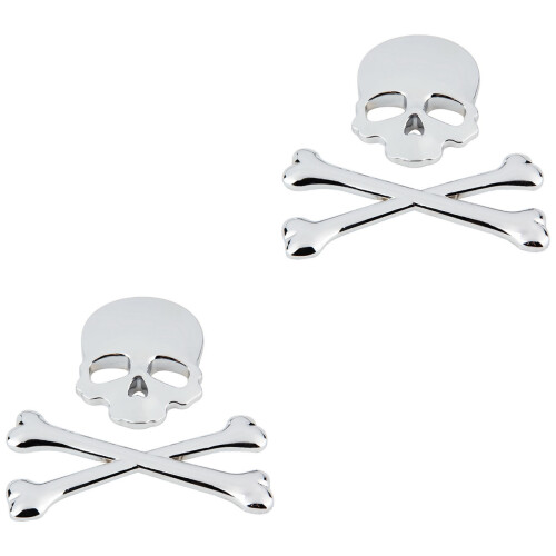2Pièces Décalcomanie Crâne Argent Métal Pour 3D